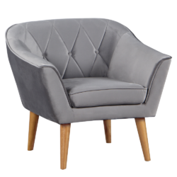 Křeslo, šedá/kaučukové dřevo, NOSEL