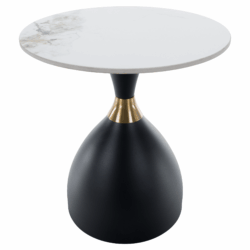 Konferenční stolek, bílý mramor/černá/zlatá, ocel, ODIS