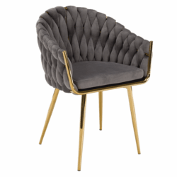 Designové křeslo, šedá Velvet látka/gold chrom-zlatý, OLVEN