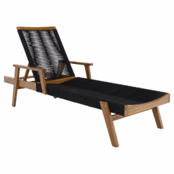 Zahradní polohovací lehátko, akáciové dřevo/černá, PALOMIS