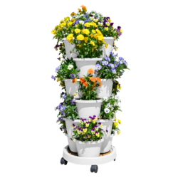 Kaskádový květináč, stohovatelný, 6 ks, bílá, PIXELT