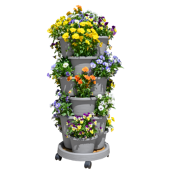 Kaskádový květináč, stohovatelný, 6 ks, šedá, PIXELT