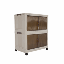 Skládací skříňka, bílá/hnědá, plast, POSA TYP 1