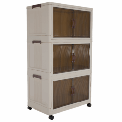 Skládací skříňka, bílá/hnědá, plast, POSA TYP 2