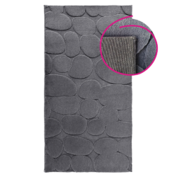 Koberec, tmavě šedá/3D vzor kameny, 80x150, PUFIN TYP 1