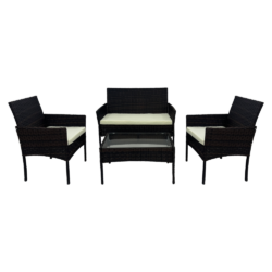 Zahradní 4-dílný ratanový set, černá/béžová, RATANA 2 NEW