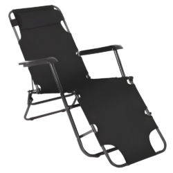 Zahradní polohovací křeslo, černá, REGED