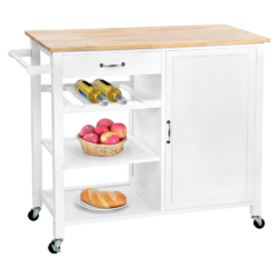 Servírovací vozík, bílá/přírodní, ROBINS