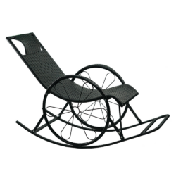Houpací křeslo, ratan/kov, černá, ROKIN