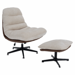 Luxusní otočné křeslo s podnoží, béžová/hnědá/chrom, SABIR
