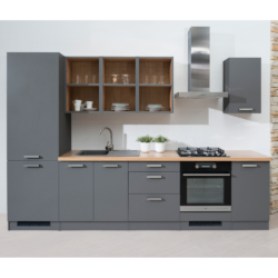 Kuchyňská linka, 3,05 m, onyx šedá, SMILE