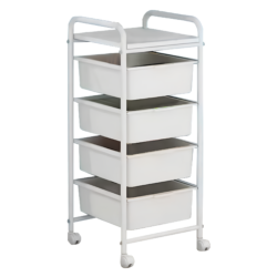 Pojízdný regál, bílá, SUFIK