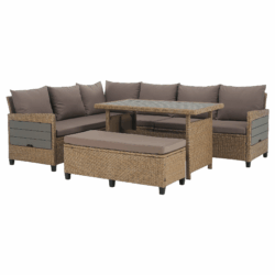 Zahradní ratanový set, světle hnědá/šedá, TAGULA