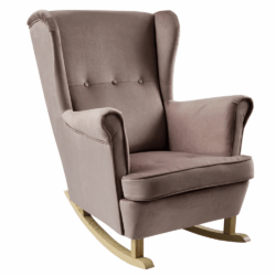 Houpací křeslo ušák, růžová/buk, TEJA