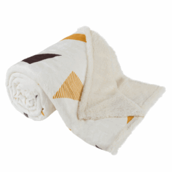 Oboustranná beránková deka, bílá/barevný vzor, 150x200, URELA