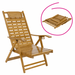 Zahradní polohovací křeslo, přírodní, bambus, URSEL