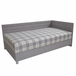 Válenda s úložným prostorem, šedá / karo, 110x200, pravá, ETILE 2