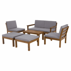 Zahradní set, akáciové dřevo, světle šedá/přírodní, VALDEZ