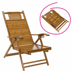 Zahradní polohovací křeslo, přírodní, bambus, VARDON