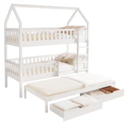Montessori patrová postel s přistýlkou, bílá, VENITA TYP 1