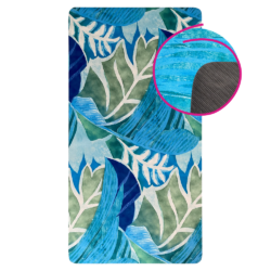 Koupelnová předložka, modrá/vzor listy, 80x150, VIMAL TYP 3