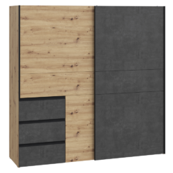 Skříň, dub artisan/tmavě šedý beton, VIOLO