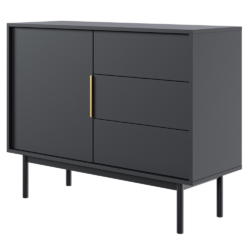Komoda, černá/zlatá, VIVALA 1D3S