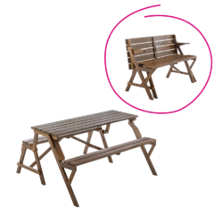 Zahradní stůl/lavička, 2v1, hnědá, ZAGIR