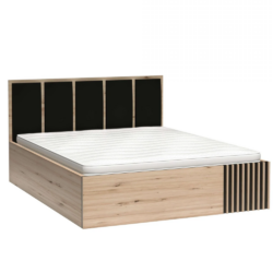 Postel s úložným prostorem, dub artisan/černá, 180x200, KOLI C-16