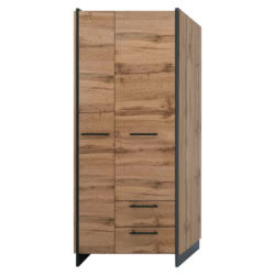 Skříň, dub wotan/černá, AMONI 2D2S/45