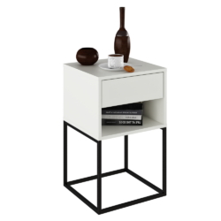 Noční/příruční stolek, bílá/černá, ARTI TYP 1