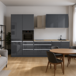 Kuchyňská linka, 3,3 m, antracit extra vysoký lesk HG/antracit, ASTI 330