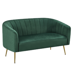 Designový 2-sed, tmavě zelená Velvet látka/gold chrom-zlatý, BAGY