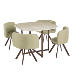 Jídelní set 1+4, světle hnědá/přírodní, BEVIS NEW