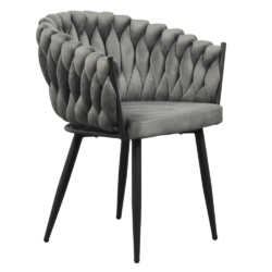 Jídelní křeslo, tmavě šedá Velvet látka/černá, BLER