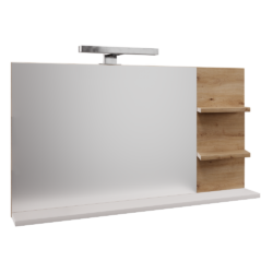 Zrcadlo s LED osvětlením, bílá/dub artisan, CUBO CUB04