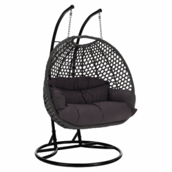 Závěsné dvojkřeslo, černá/šedá/tmavě šedá, DAKAN NEW