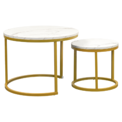 Set 2 konferenčních stolků, zlatá/imitace mramoru, DAMON