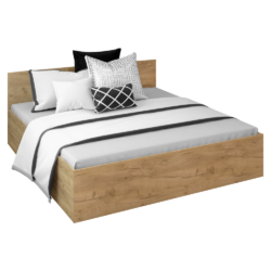 Postel s kovovým roštem a úložným prostorem, 180x200, dub artisan, DOLI