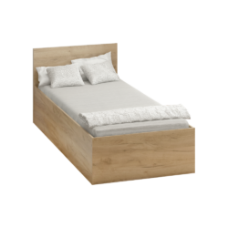 Postel s kovovým roštem a úložným prostorem, 90x200, dub artisan, DOLI