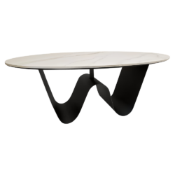 Konferenční stolek, imitace mramoru/černá, ELVO