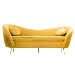 Designový 3-sed, žlutá Velvet látka/gold chrom zlatá, EZIO TYP 3