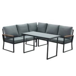 Zahradní set, černá/šedá, FARLY