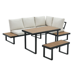 Zahradní set, černá/krém/dub, FLOJD