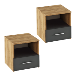Noční stolek, 2 ks, dub artisan/antracit, GABRIELA