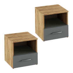 Noční stolek, 2 ks, dub artisan/grafit, GABRIELA