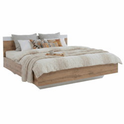 Manželská postel, 160x200, dub wotan / bílá, GABRIELA