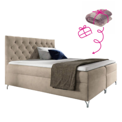 Boxspringová postel, 180x200, béžová látka Velvet, GULIETTE + dárek