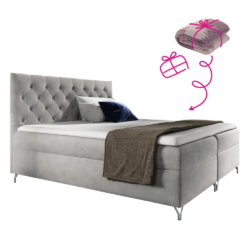 Boxspringová postel, 180x200, světle šedá látka Velvet, GULIETTE + dárek