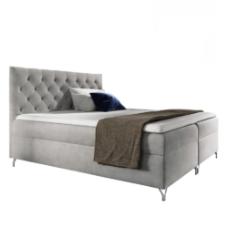 Boxspringová postel, 160x200, světle šedá látka Velvet, GULIETTE + dárek
